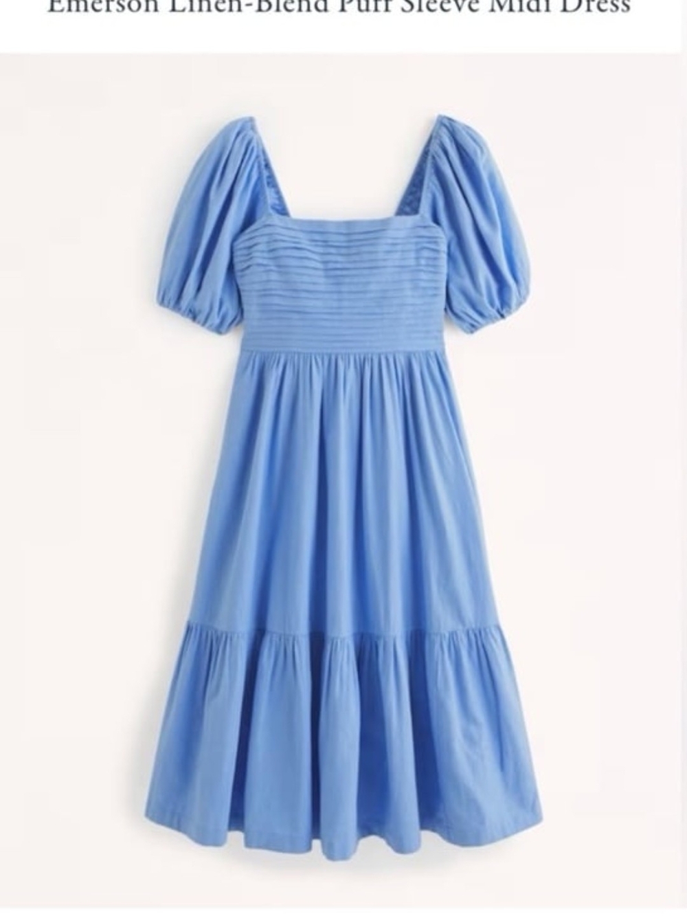 Abercrombie And FITCH Puff Sleeve Midi Dress in Sky Blue